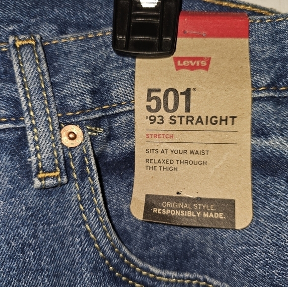 LEVIS 501 93 STRAIGHT LEG JEANS 798300253 BLUE MENS SIZE 34 x 32 - Picture 3 of 3